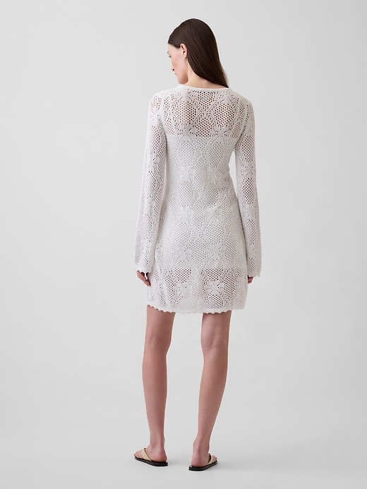 Image number 2 showing, Pointelle Mini Sweater Dress