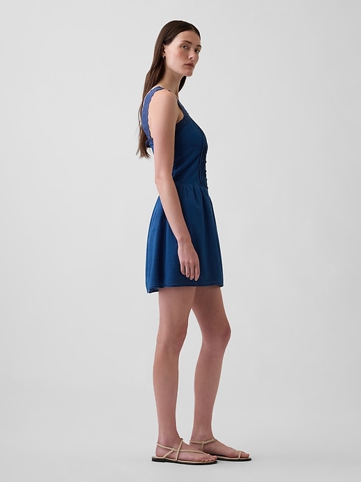 Image number 3 showing, Pintuck Drop-Waist Mini Dress