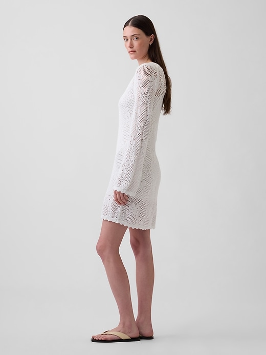 Image number 3 showing, Pointelle Mini Sweater Dress