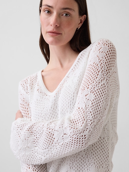 Image number 4 showing, Pointelle Mini Sweater Dress