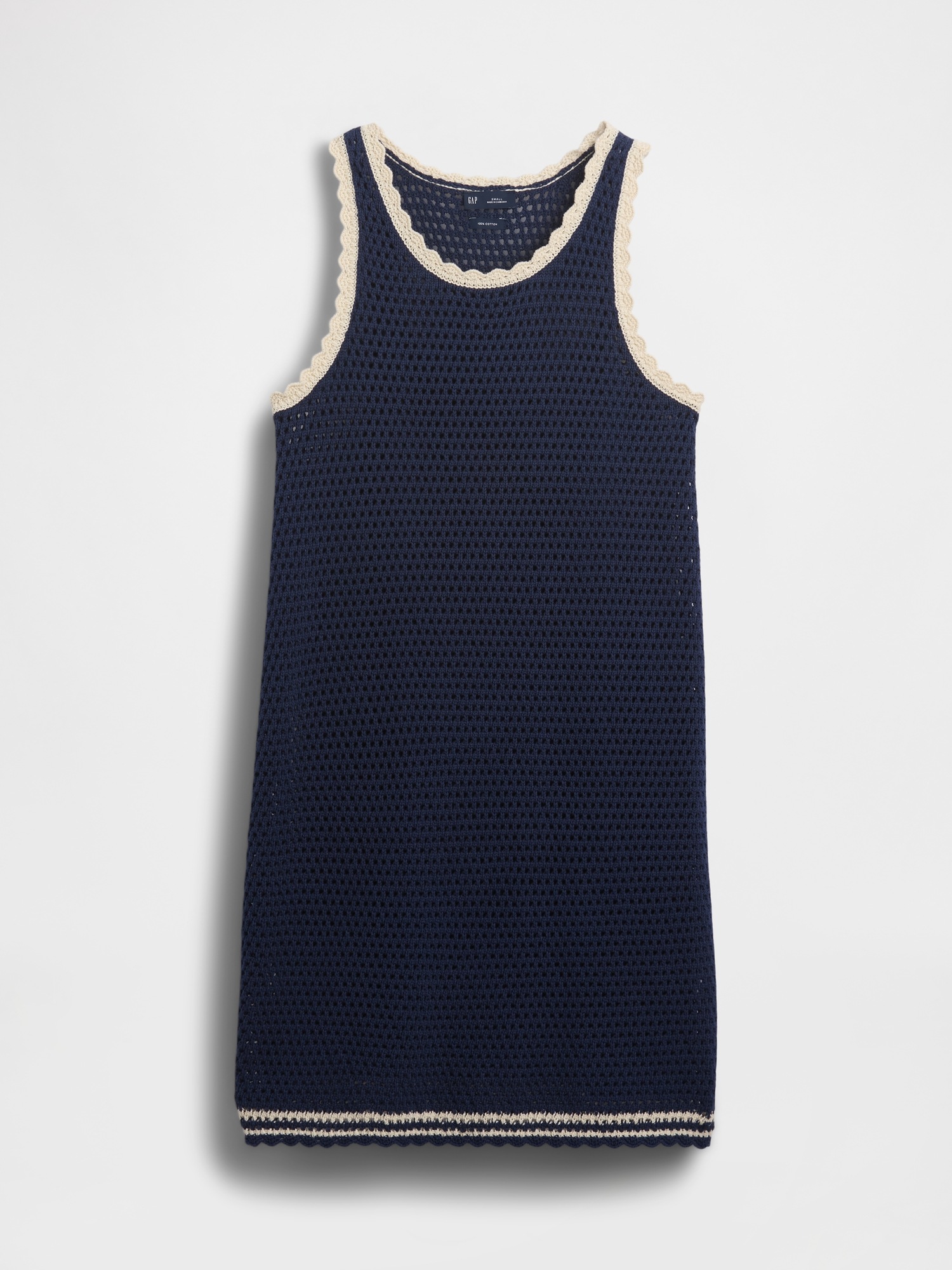 Женское платье Gap 100% Cotton Crochet Mini, цвет: Синий — фото 3
