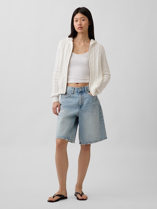 Image number 2 showing, 100% Cotton Cable-Knit Zip Cardigan