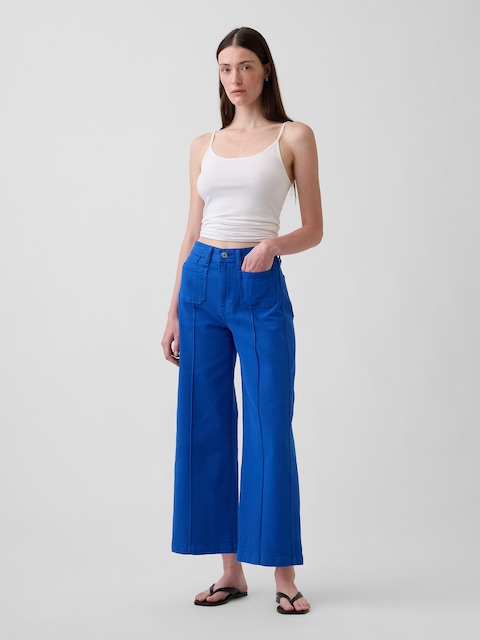High Rise Stride Wide-Leg Ankle Jeans