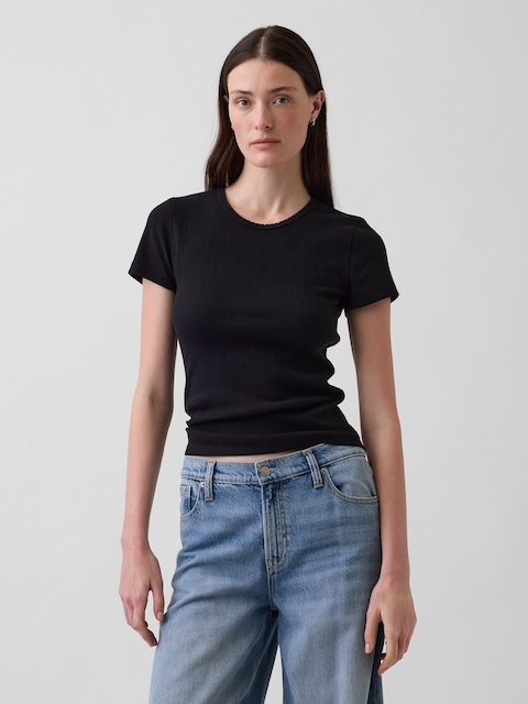 Pointelle Crewneck T-Shirt