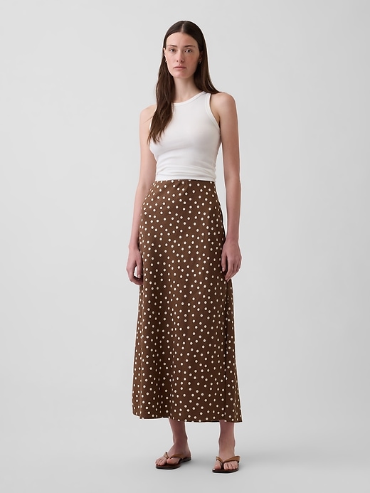 Image number 1 showing, Linen-Blend Maxi Slip Skirt