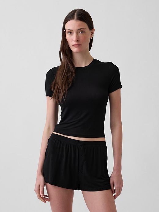 Image number 1 showing, Softest UltraFine Rib Modal PJ T-Shirt