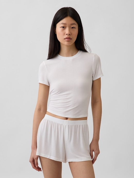 Image number 1 showing, Softest UltraFine Rib Modal PJ T-Shirt