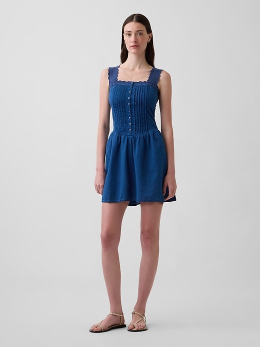 Image number 1 showing, Pintuck Drop-Waist Mini Dress