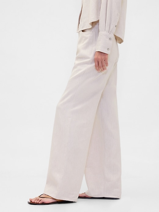 Image number 3 showing, Linen-Cotton Wide-Leg Pants