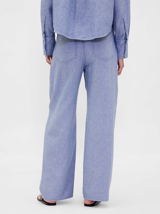 Image number 4 showing, Linen-Cotton Wide-Leg Pants