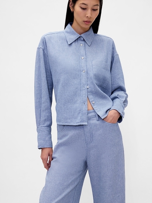 Image number 6 showing, Linen-Cotton Wide-Leg Pants