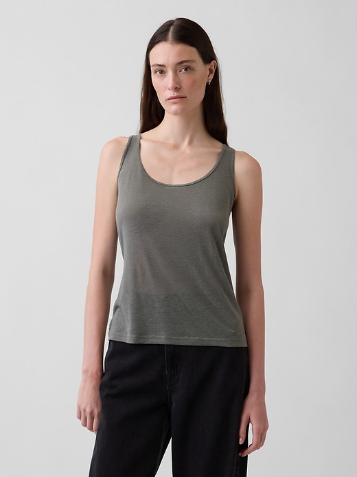 Image number 1 showing, Linen-Blend Tank Top