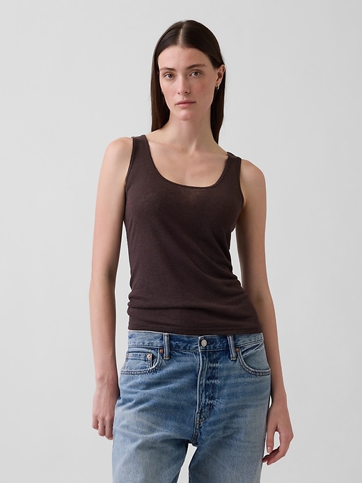 Image number 1 showing, Linen-Blend Tank Top