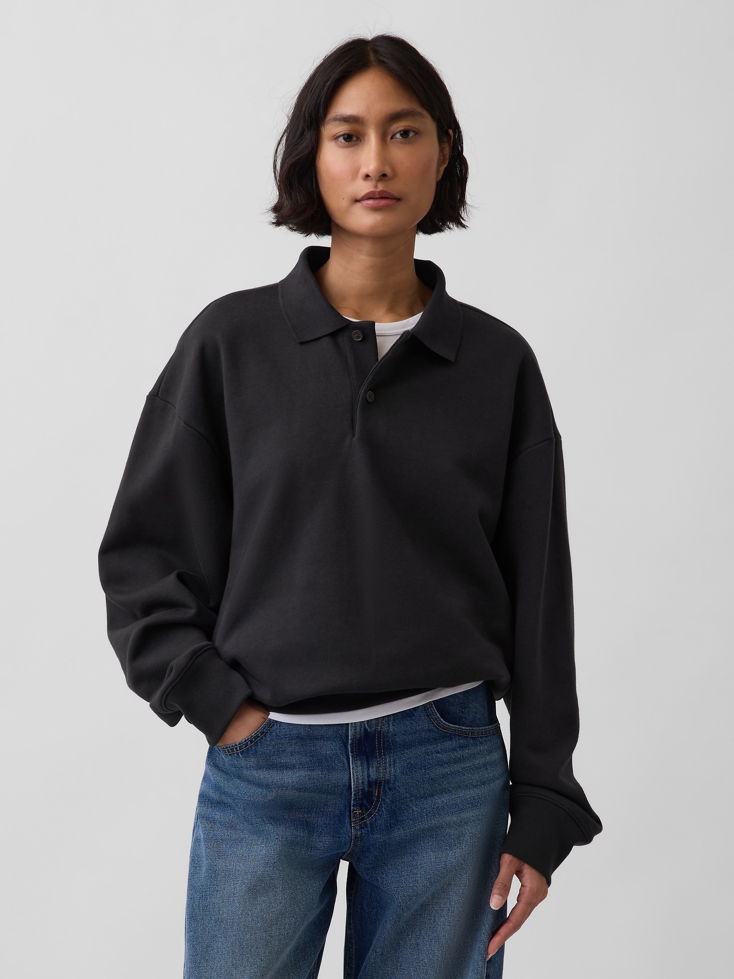Мужские худи Gap Adult Heavyweight Oversized Polo Sweatshirt — фото 5