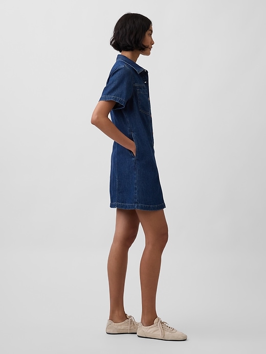 Image number 3 showing, UltraSoft Denim Mini Shirtdress