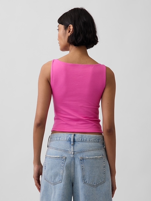 Image number 3 showing, CloseKnit Jersey Boatneck Crop Tank Top