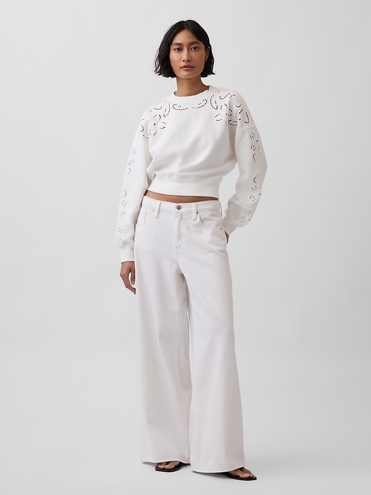 Image number 2 showing, VintageSoft Oversized Eyelet Crop Sweatshirt