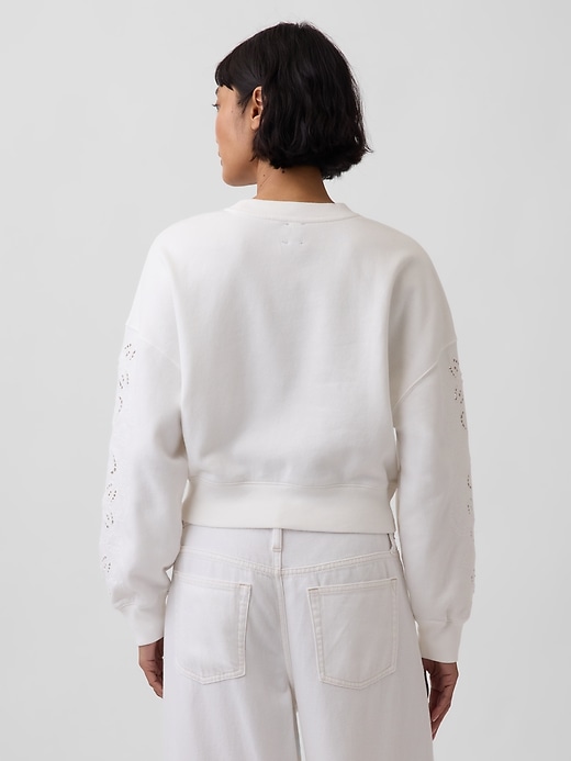 Image number 3 showing, VintageSoft Oversized Eyelet Crop Sweatshirt