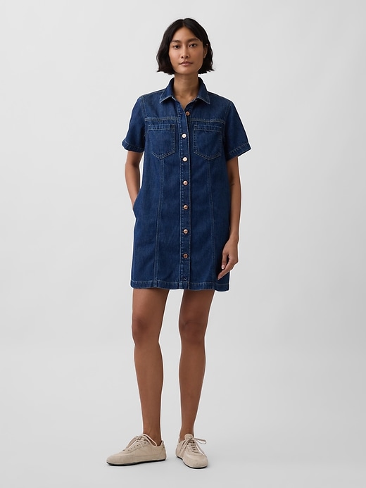 Image number 1 showing, UltraSoft Denim Mini Shirtdress