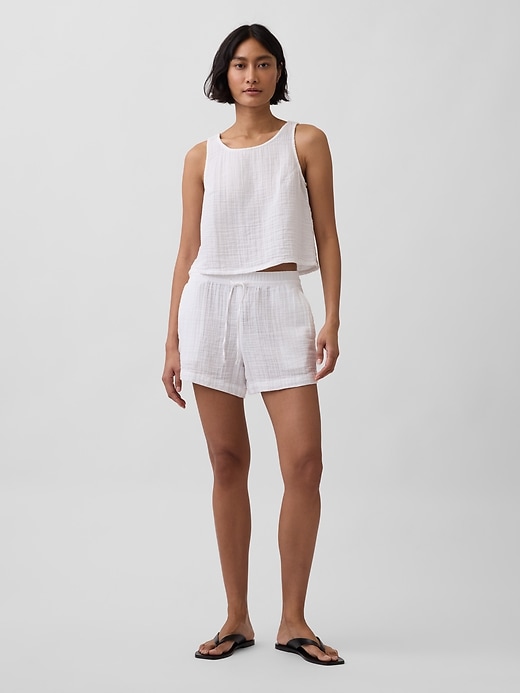 Image number 1 showing, 4" Mid Rise Cotton Gauze Easy Shorts