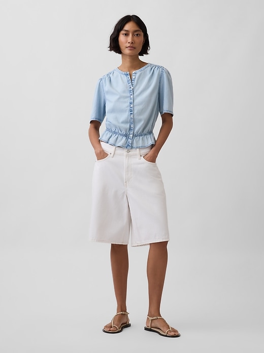 Image number 2 showing, Denim Peplum Crop Top