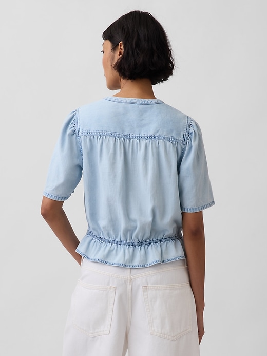Image number 3 showing, Denim Peplum Crop Top