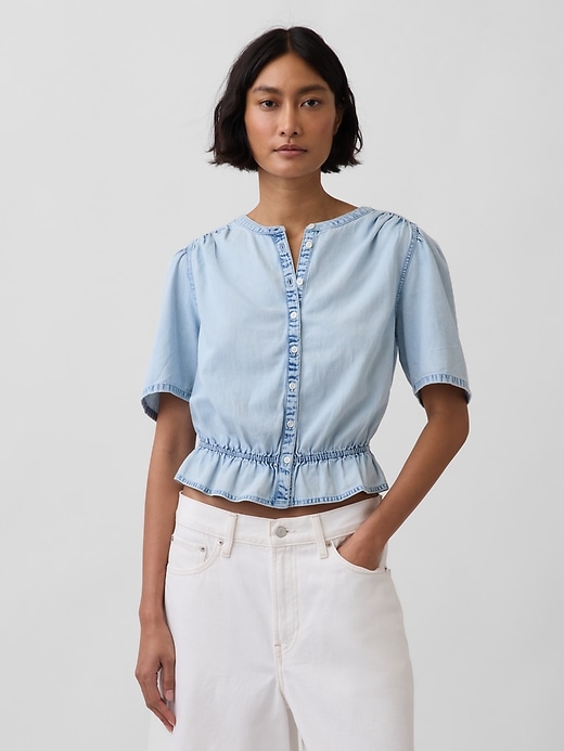 Denim Peplum Crop Top from GAP - $55