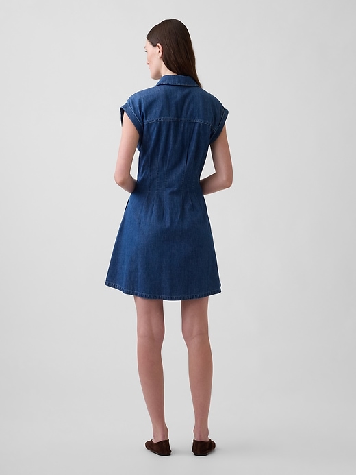 Image number 2 showing, Denim Pleated Mini Shirtdress
