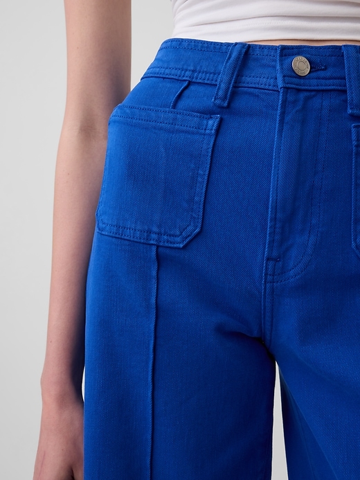 Image number 6 showing, High Rise Stride Wide-Leg Ankle Jeans