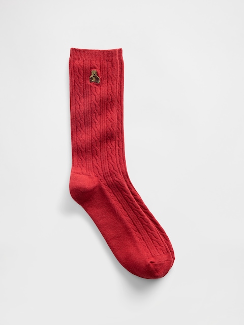 Brannan Bear Cable-Knit Crew Socks
