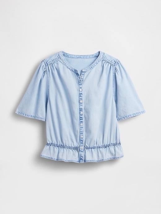 Image number 5 showing, Denim Peplum Crop Top