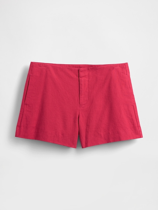 Image number 6 showing, 4" Mid Rise Linen-Blend Shorts