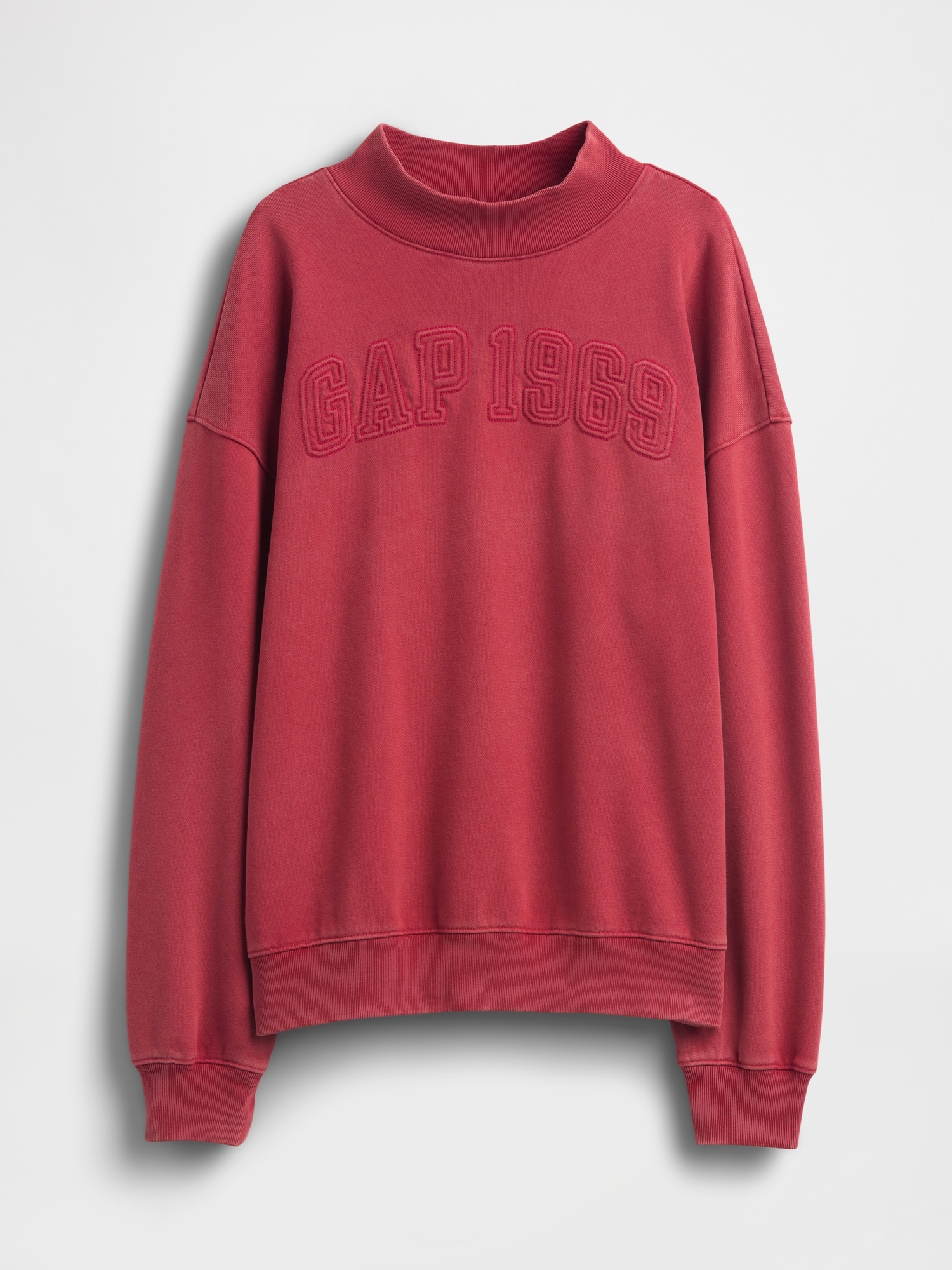 Женский свитшот Gap Heavyweight French Terry Oversized Mockneck, цвет: Красный — фото 5