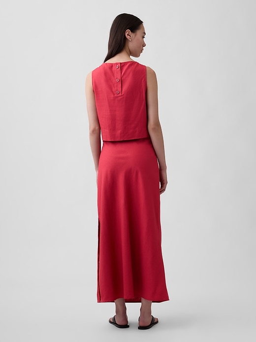 Image number 2 showing, Linen-Blend Maxi Slip Skirt