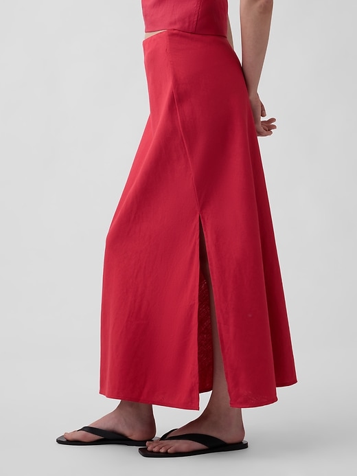 Image number 3 showing, Linen-Blend Maxi Slip Skirt