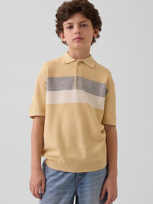 Image number 1 showing, Kids Relaxed Stripe Polo Sweater Shirt