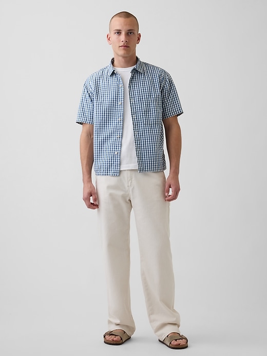 Image number 2 showing, Gingham Denim Relaxed Straight-Hem Shirt