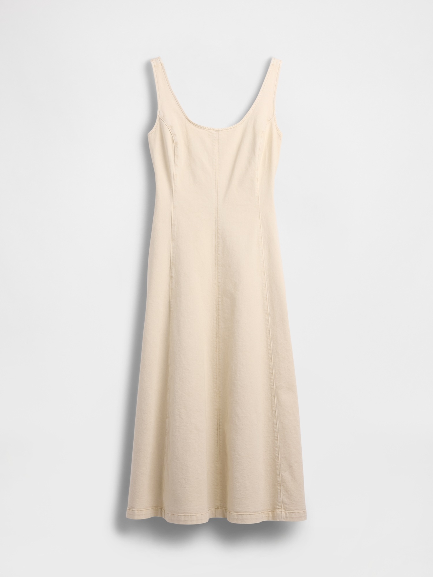 Женское платье Gap Denim Scoop Neck Maxi, цвет: Пляжный галечный бежевый — фото 4