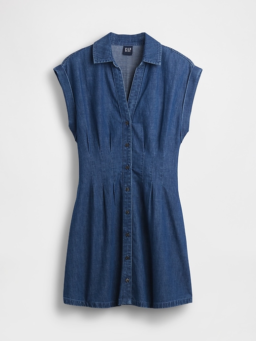 Image number 5 showing, Denim Pleated Mini Shirtdress