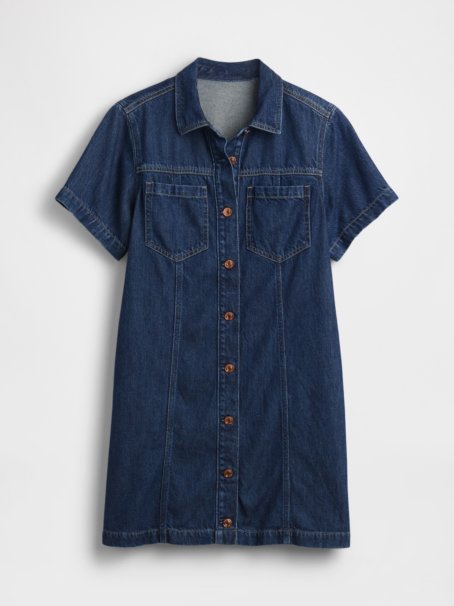 Женское мини-платье-рубашка Gap UltraSoft из денима, цвет: Тёмная варка — фото 3