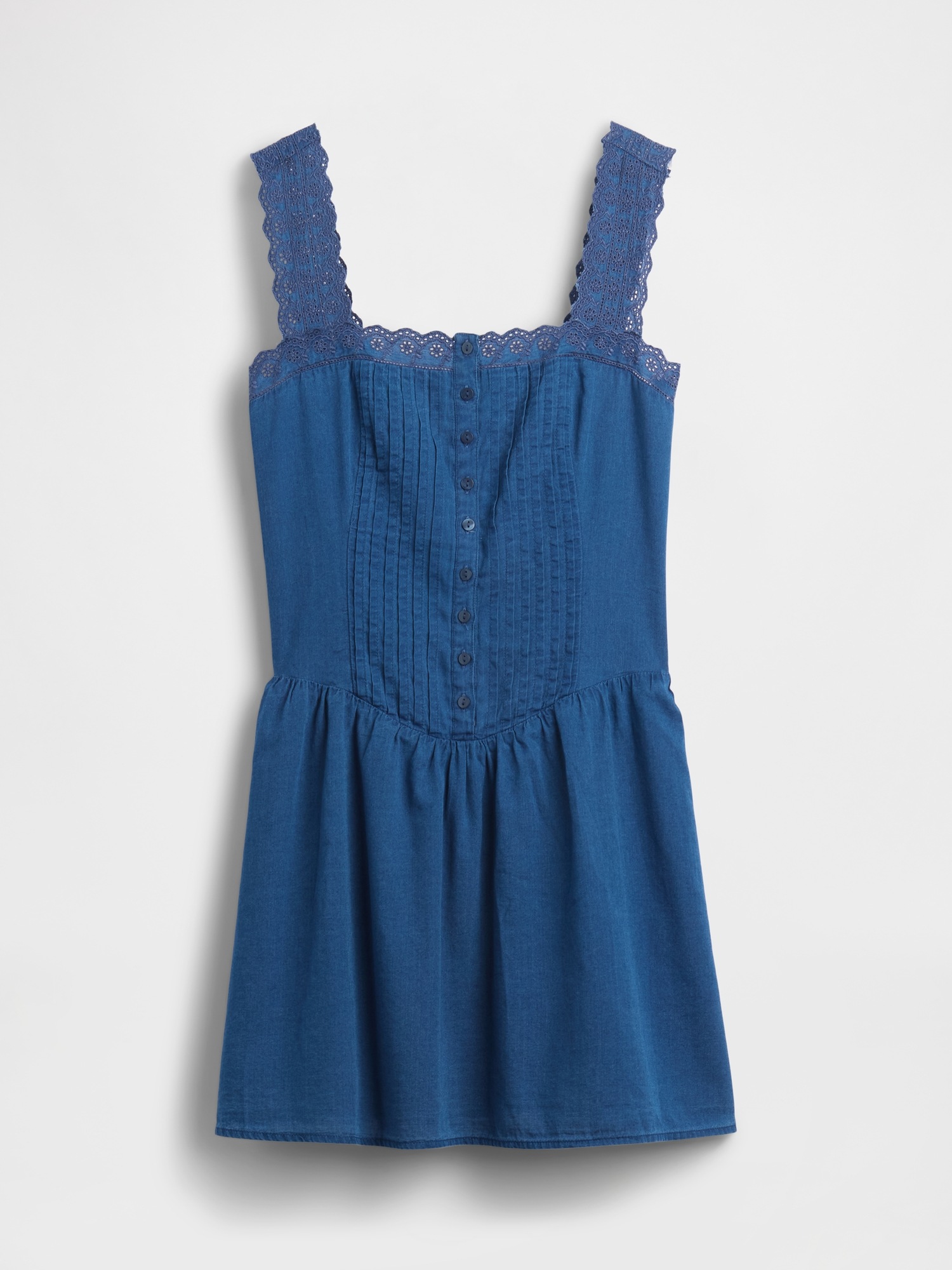 Женское платье Gap Pintuck Drop-Waist Mini, цвет: Средняя варка — фото 3