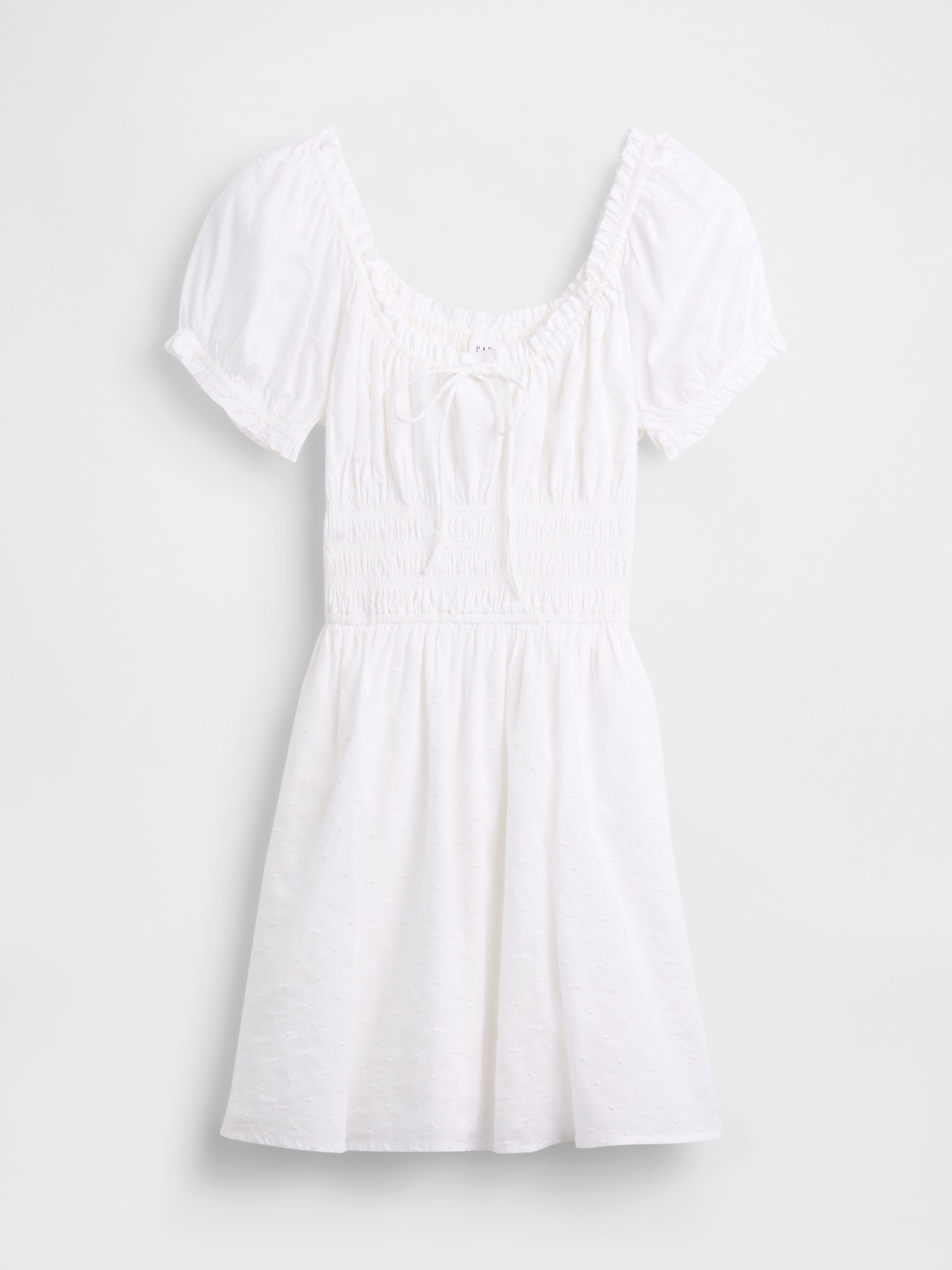 Женское платье Gap Smocked-Waist Mini, цвет: Белый — фото 4