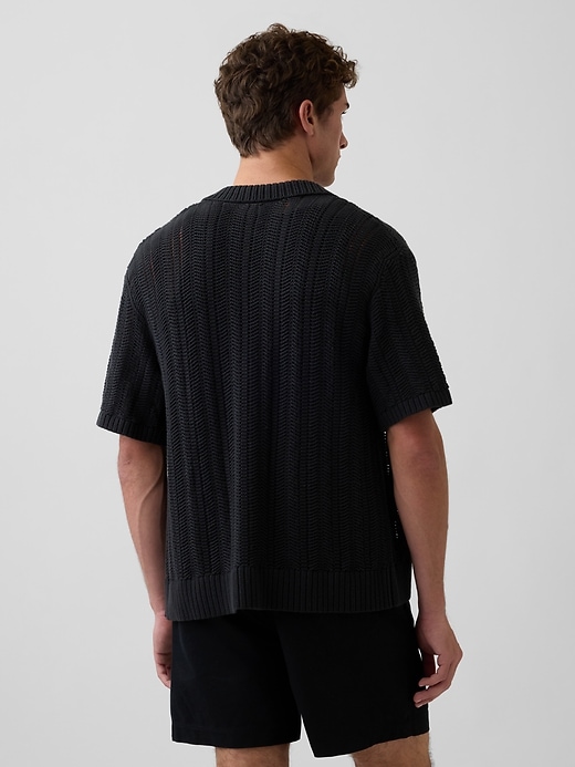 Image number 3 showing, Herringbone Crochet Sweater Shirt