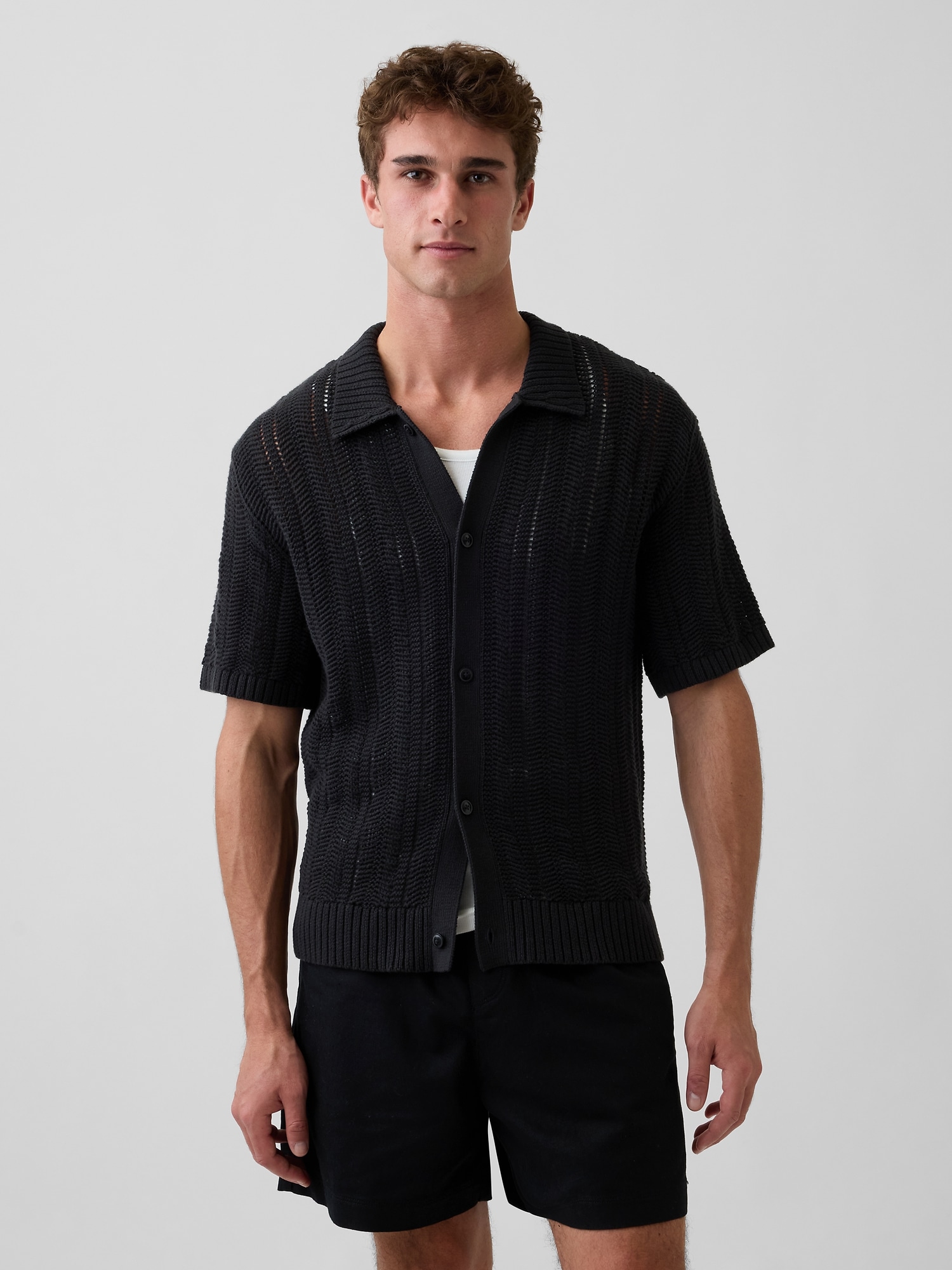 Herringbone Crochet Sweater Shirt