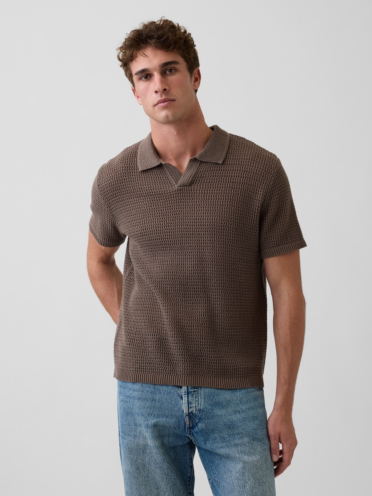 Mesh Polo Sweater