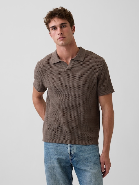 Mesh Polo Sweater