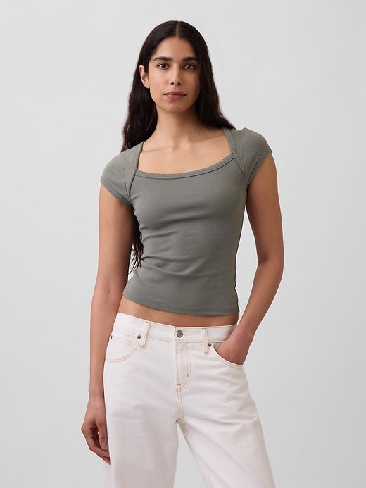 Image number 1 showing, Modern Square-Neck Crop T-Shirt