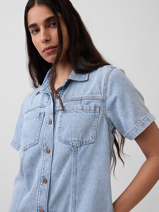 Image number 4 showing, UltraSoft Denim Mini Shirtdress