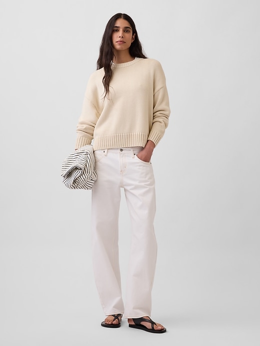 Image number 2 showing, 100% Cotton Oversized Crop Sweater