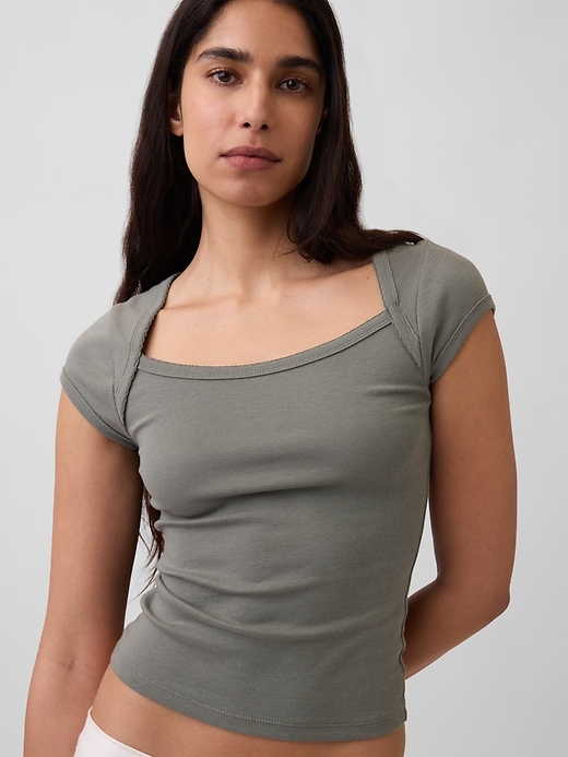 Image number 4 showing, Modern Square-Neck Crop T-Shirt